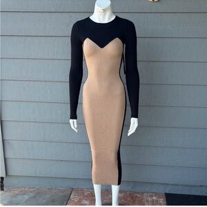 Hera Collection Black and Tan Long Sleeve Dress